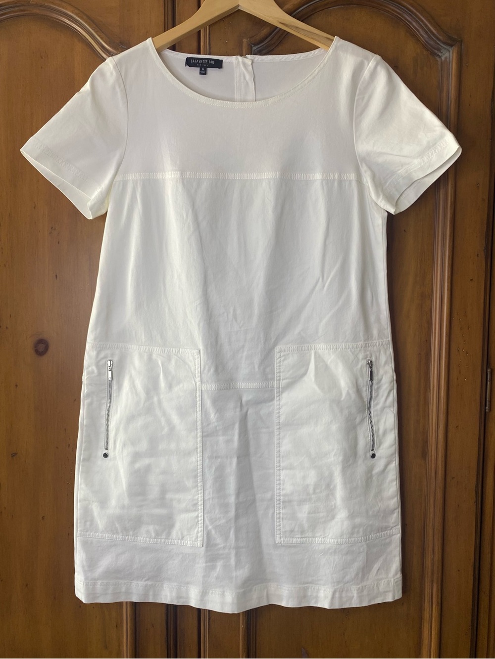 Lafayette 148 New York Womens Medium Cotton Blend Dress Zip Back w/ Pockets